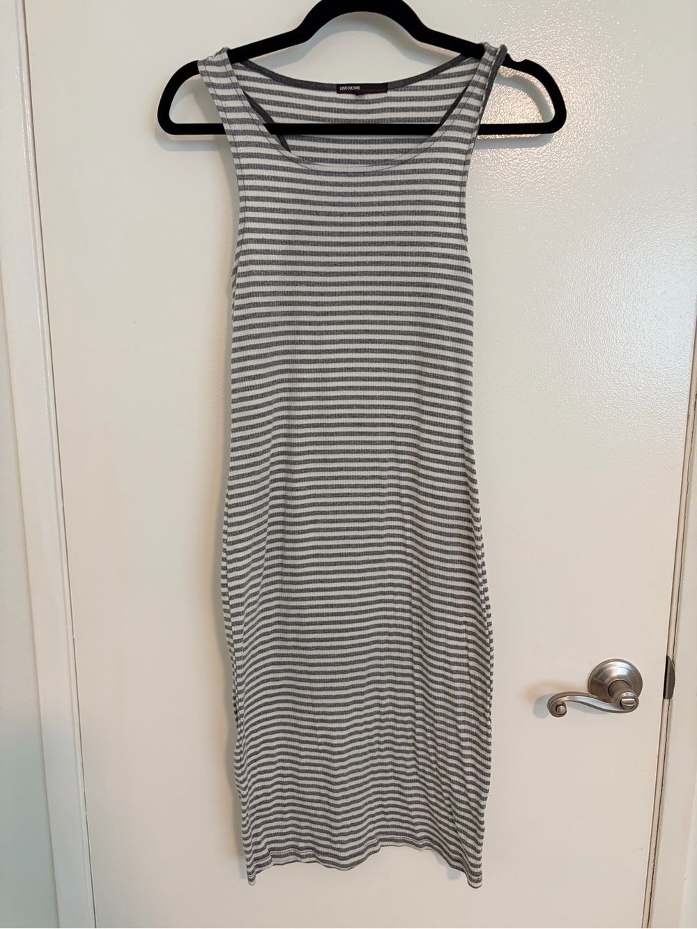 Love Culture Gray & White Striped Tank Dress